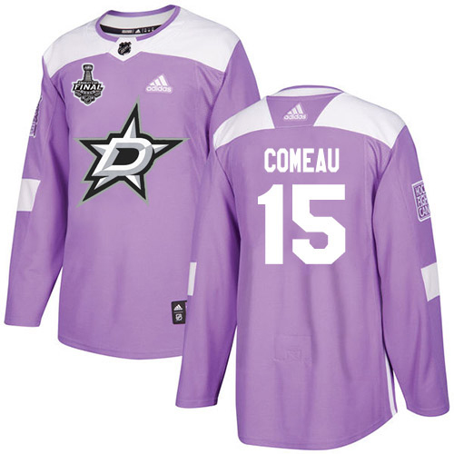 Men Adidas Dallas Stars 15 Blake Comeau Purple Authentic Fights Cancer 2020 Stanley Cup Final Stitched NHL Jersey